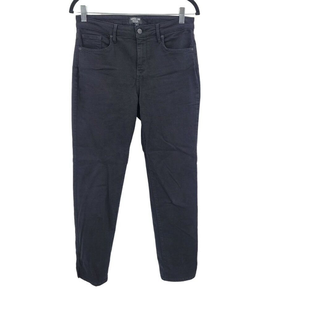 NYDJ Curves 360 Black Jeans 4 High-rise Stretch Tapered‎ Pants Cotton 5 pocket